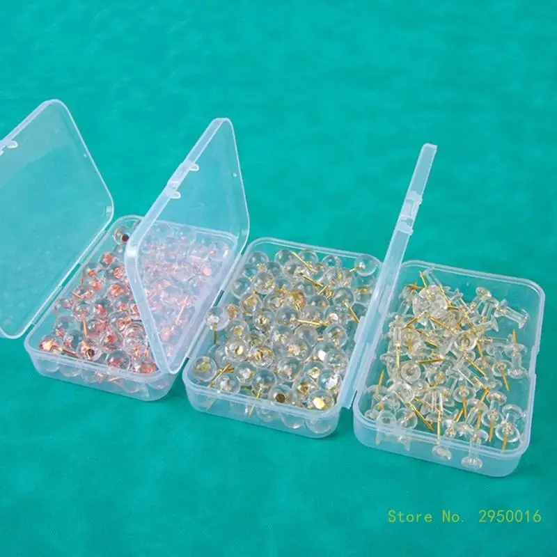 50/100Pieces Ball-shape Push Pins I-shape Map Pins Clear Pushpins for Cork Board, Clear Sewing Pins for Fabric Sewing