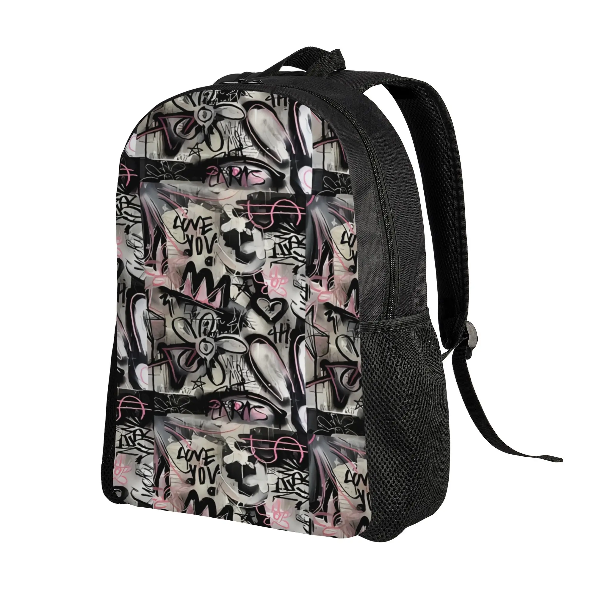 Graffiti Mono Grunge Cartoon Backpack  Travel Backpacks Boy Cool School Bags Design Breathable Rucksack