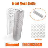 120cm x 40cm 6*12mm Hole Aluminium Racing Car Truck Bumper Grille Grill Mesh Net Vent Silver Tuning Universal DIY Painted