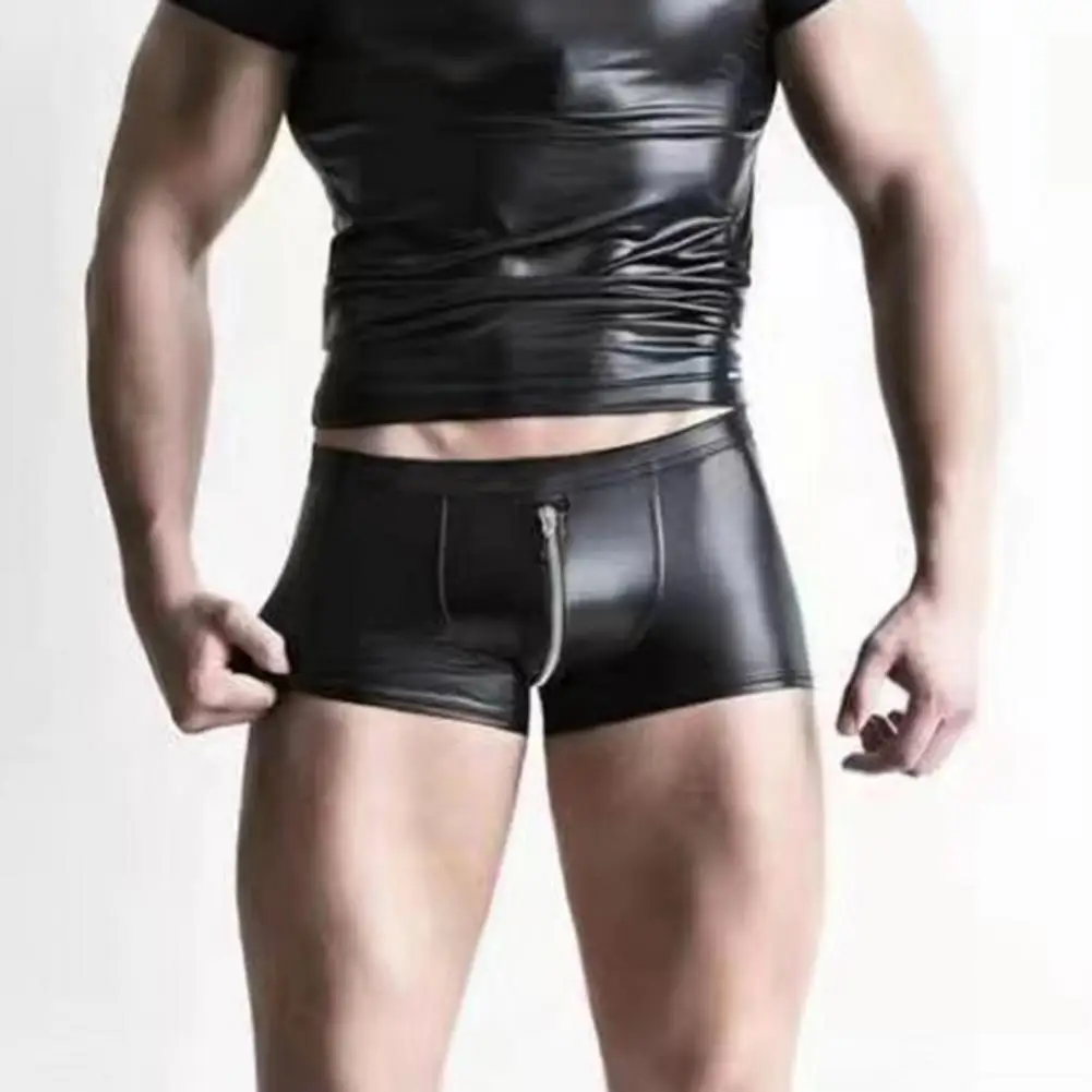 Men Underpants Faux Leather Zipper Panties Boxer Sexy Male Underwear Shorts Comfortable High Quality Stretch Thin Fashion Briefs