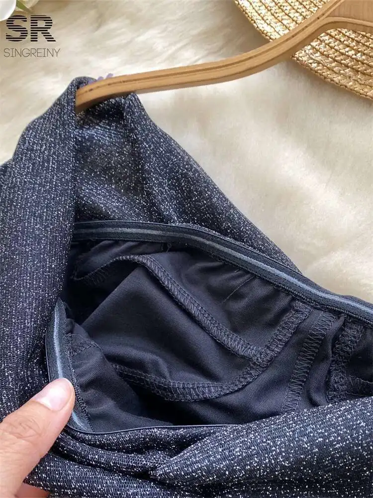 

BabYoung Elegant Shinny Party Dresses Women Sleeveless Strapless High Quality Mesh Spliced Temperament Senior Ruched Long Dress