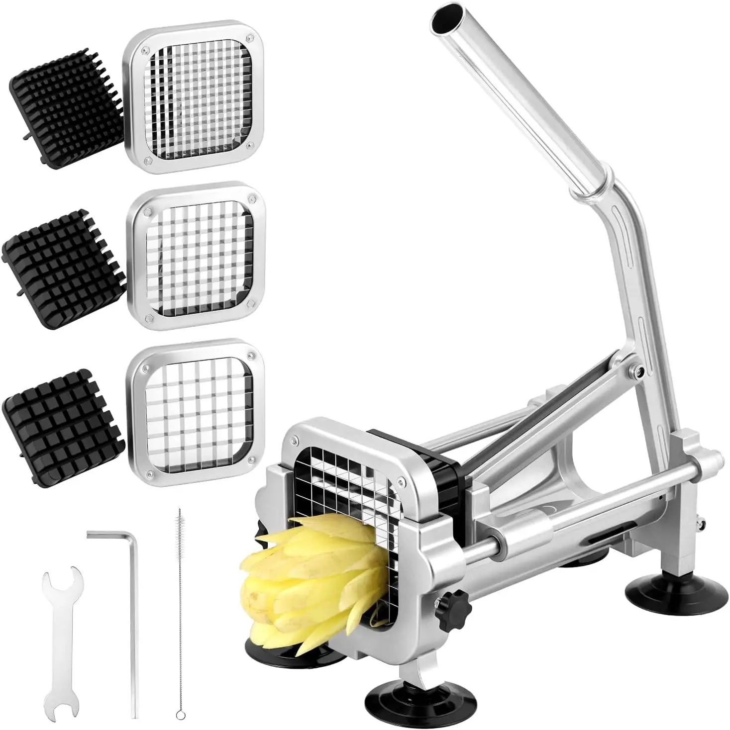

Stainless Steel French Fry Cutter with 3 Interchangeable Blades for Potatoes and Vegetables