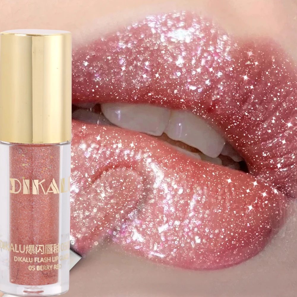 Moisturizing Shiny Glitter Lip Gloss Pink Pearl Diamond Mirror Sexy Liquid Lipstick Waterproof Lasting Lip Glaze Makeup Cosmetic