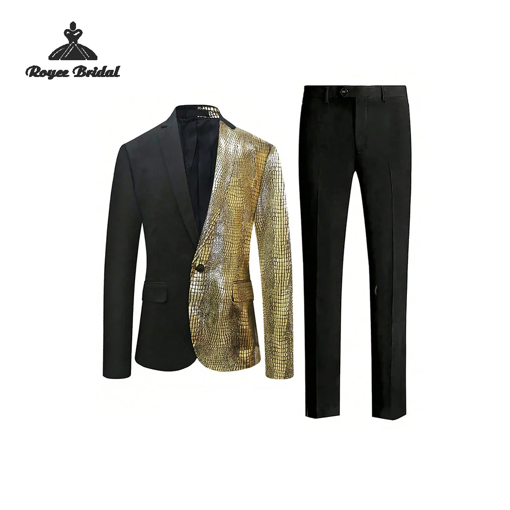 Sparkly Two Piece Single Breasted One Button Men's Suit Wedding 2026 Notched Lapel Evening Suit costume homme mariage