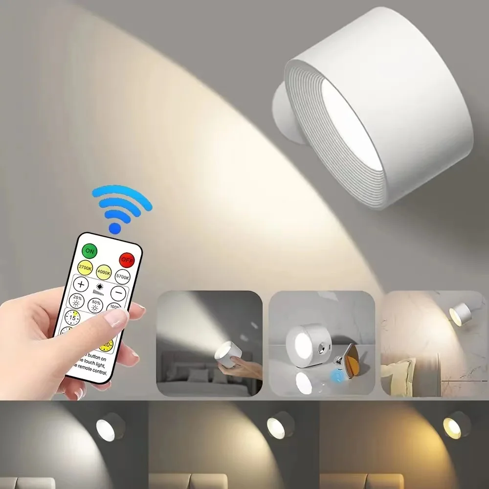 USB Rechargeable LED Wall Sconce Light with Touch & Remote Control Magnetic Mounted Wall Lamps For Bedroom Reading