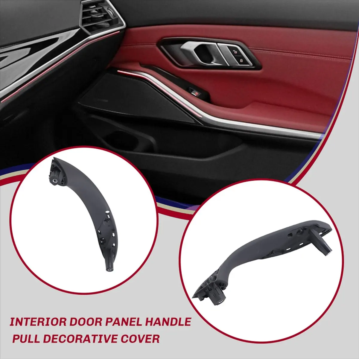 Super Sale Car Accessories For-BMW 3 Series F30 316D 318D F31 320I 325D 11-19 Inner Doors Panel Handle Pull Trim Cover (Black)