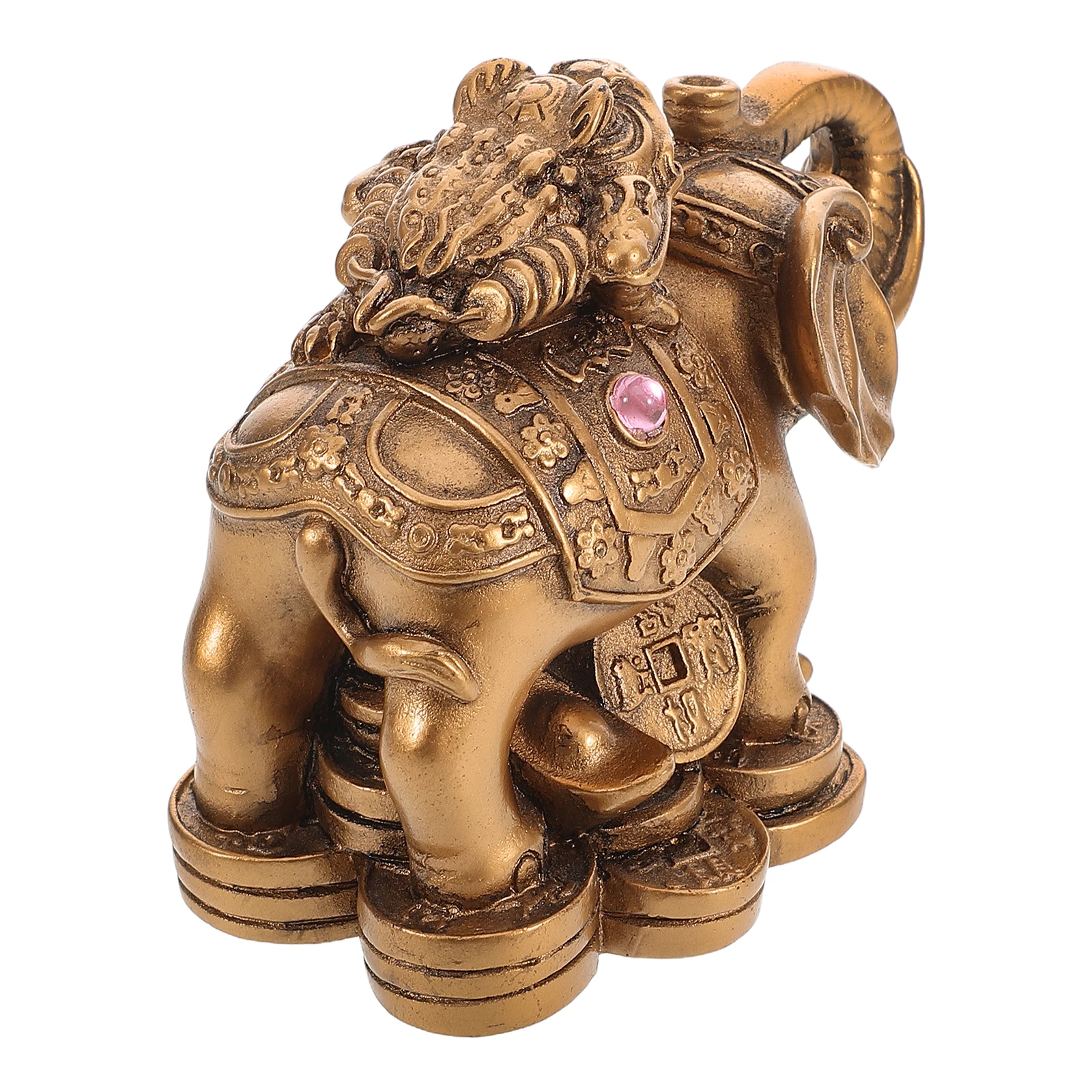 

Elegant Resin Elephant Abstract Sculpture with Frog Wealth Symbol Small Animal Ornament for Home Decor Office Display
