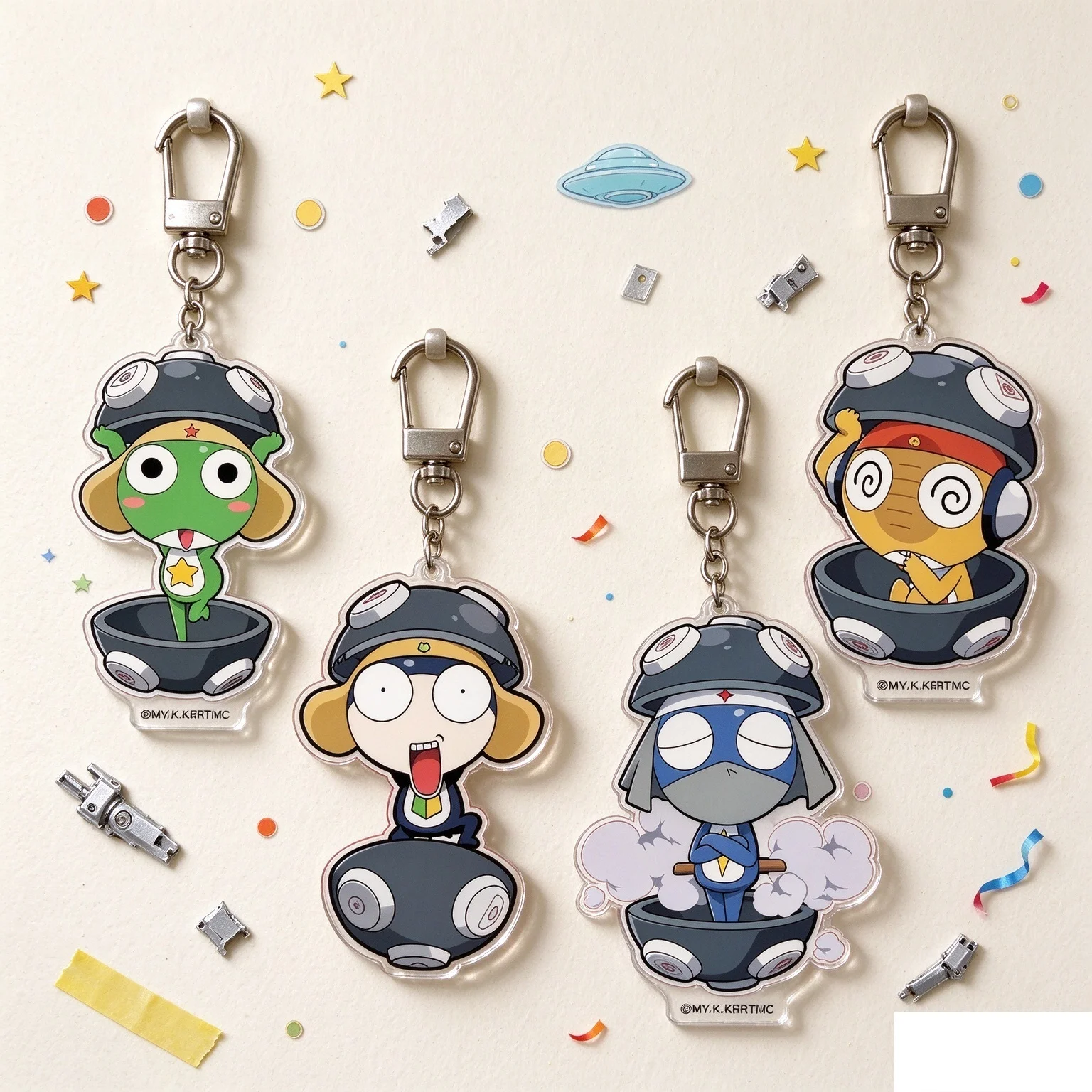 Hot 6cm Anime Sgt. Frog Display Anime Keychain Goods Desk Decoration Ornament Accesorios Acrylic Stand Figure Toys Room Decorat