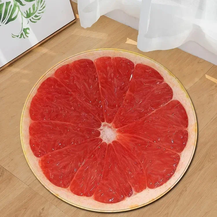 3D Fruit Print Round Carpet Circle Area Rug for Bathroom Living Room Bedroom Decor Non-slip Cloakroom Floor Mats Kitchen Doormat