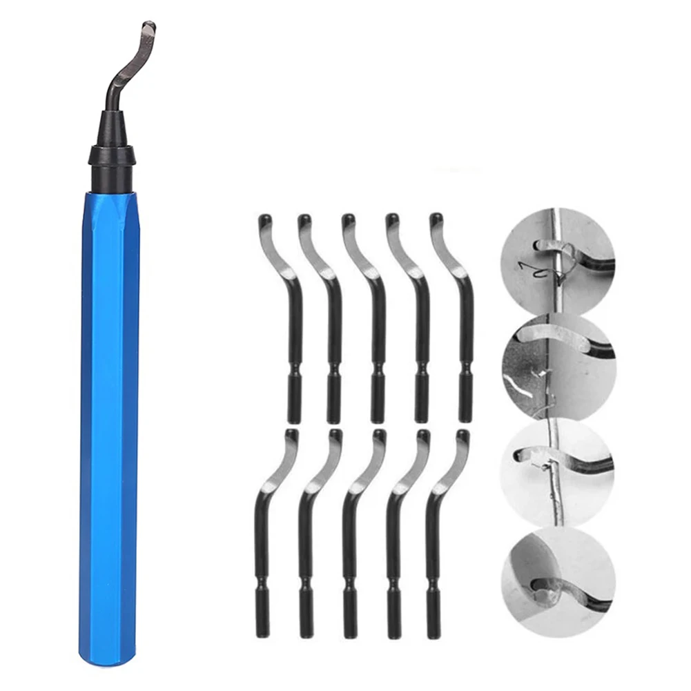 Newest Reliable Deburring Tools Deburr Blade Deburr Blades Hand Tools Handle High Speed Steel Portables With 10pcs Rotary