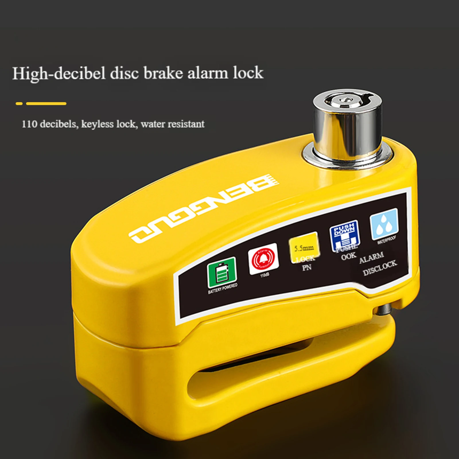 Motorcycle Bicycle Alarm Lock Protection Padlock Brakelock with Key Waterproof Safety Anti-Theft Scooter Wheel Disc Brake Locks view 3