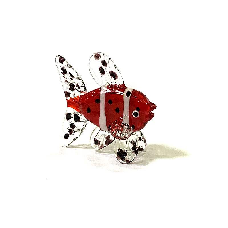 

Red Glass Clownfish Figurine Cute Creative Ocean Fish Statue Home Table Decor Aquarium Ornament Living Room Collectible Art Gift
