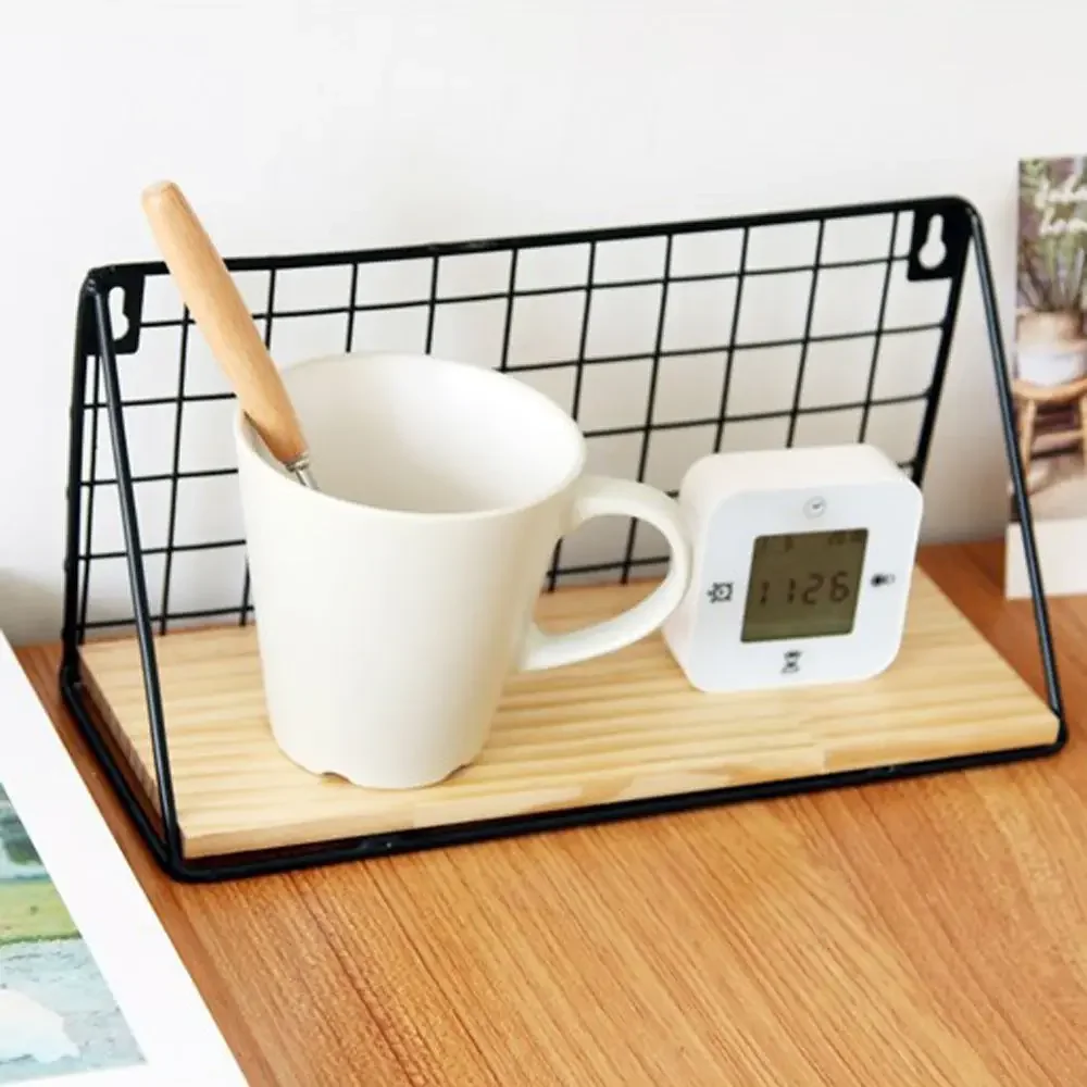 

Wooden Iron Wall Shelf Wall Mounted Storage Rack Organization for Kitchen Bedroom Home Decor Kid Room DIY Wall Decoration Holder