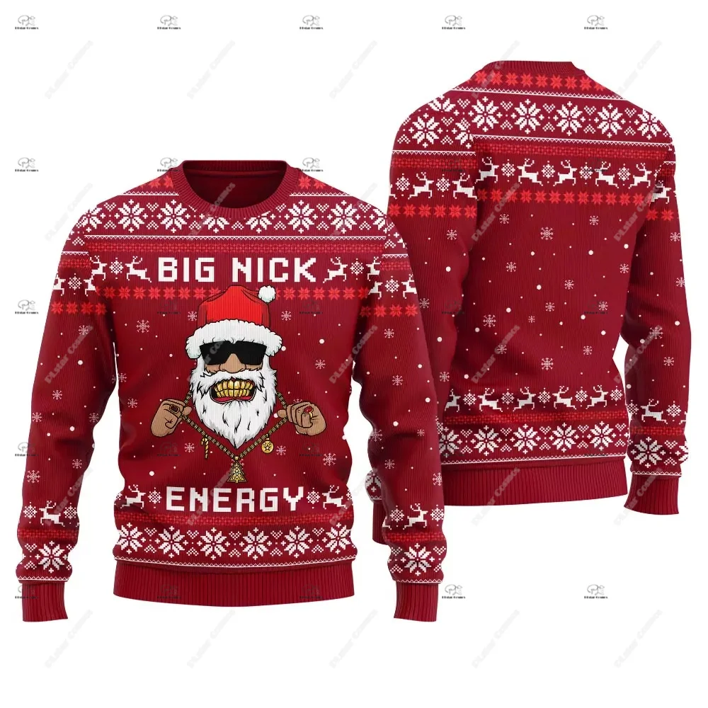 Christmas Santa Claus Pet Cat Knitted Ugly Sweater Graffiti Retro Vintage 3DPrint Pullover Harajuku Casual Funny Long Sleeves 18