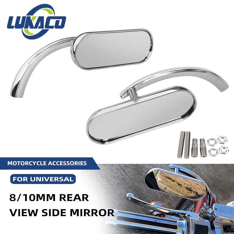 

Universal Motorcycle 8/10mm Side Mirror Chrome Rear View Mirror For Harley Touring Softail Sportster Electra Glide Dyna Fatboy