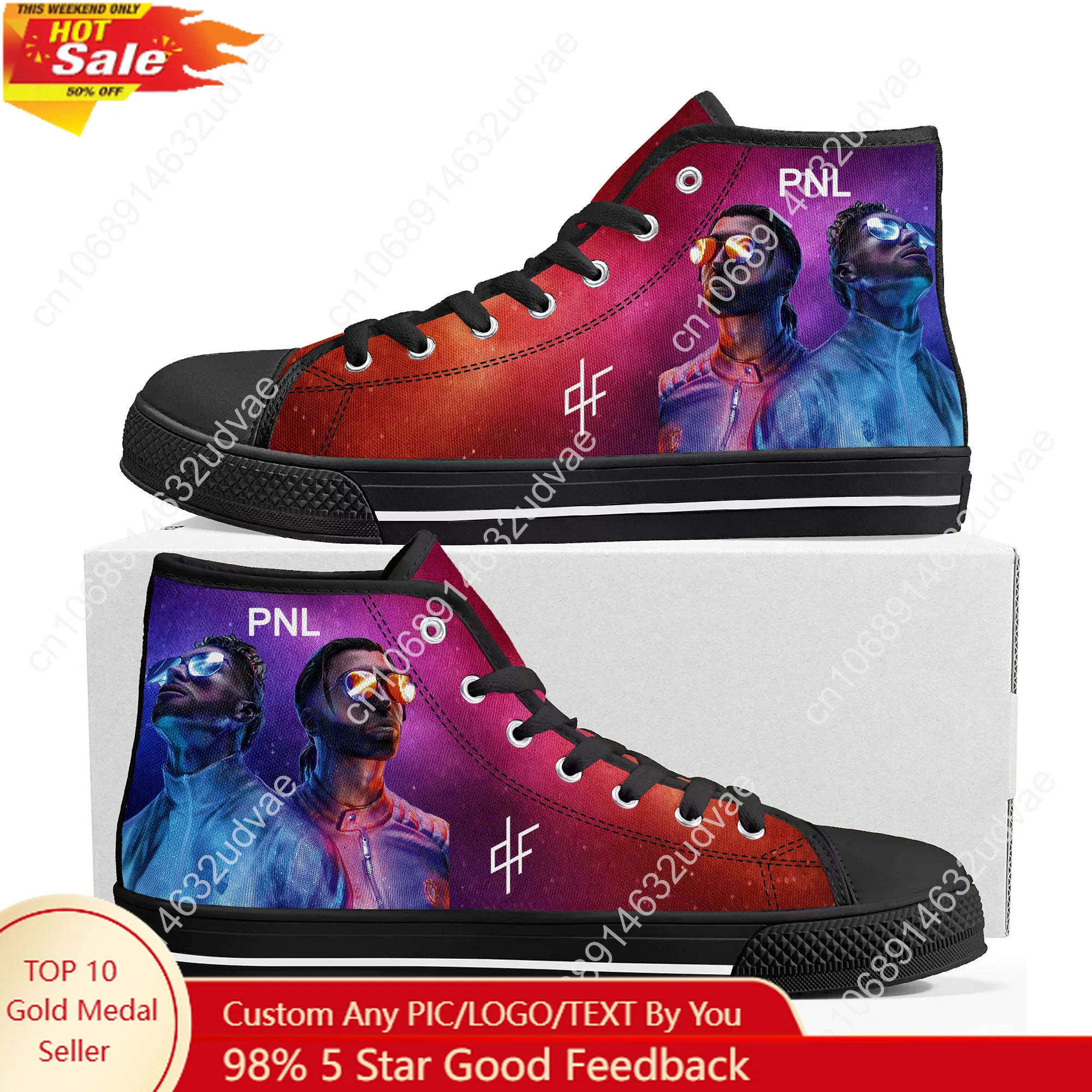 

Le Monde Chico High Top Shoes PNL Album French Rapper Men Women Canvas Sneaker High Quality Sneakers Footwear Custom Shoe Black