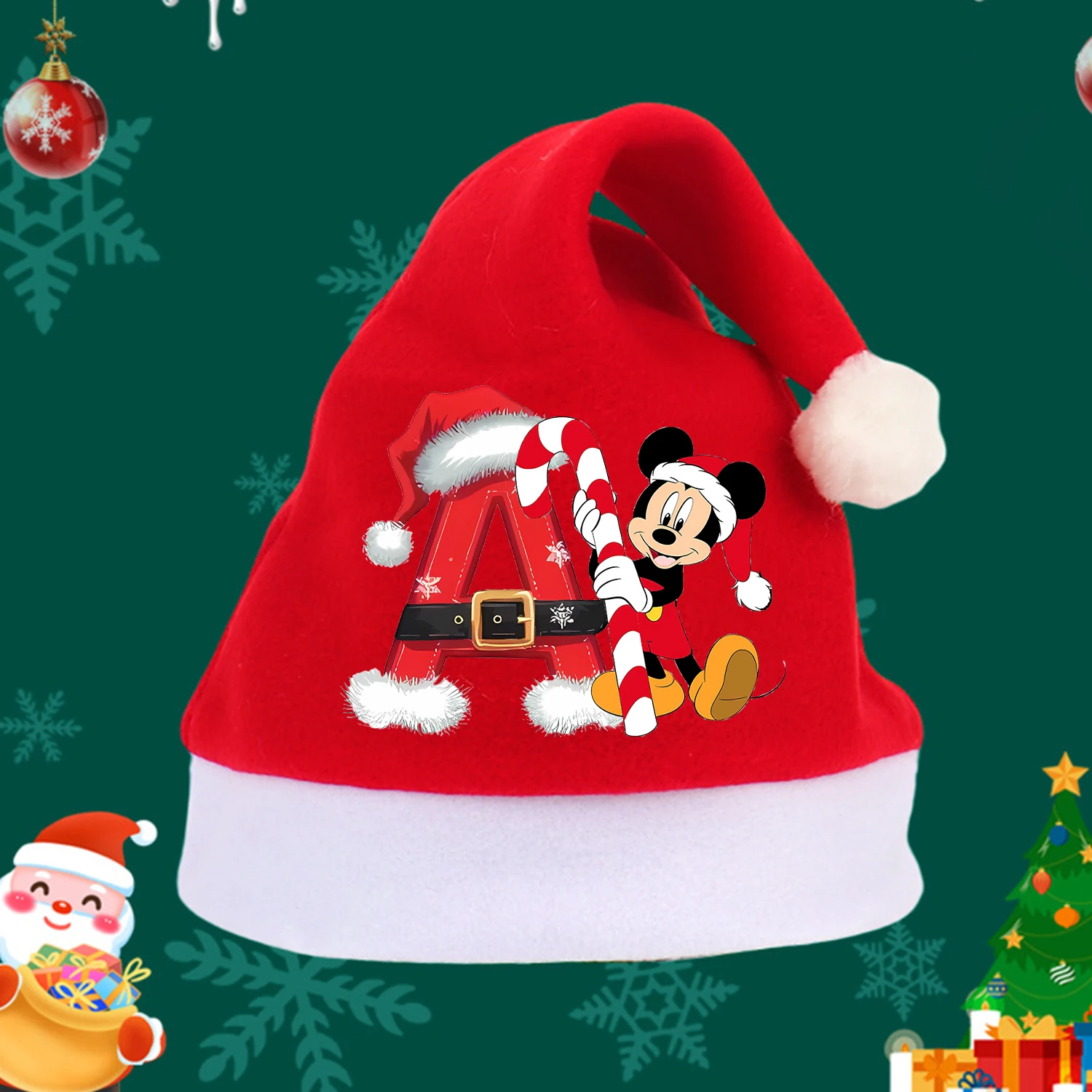 

Рождественские шапки с Микки Маусом Диснея, праздничные принадлежности для вечеринок, кепка с мультяшными буквами, улучшенные периферийные устройства, украшения, каваи, детский подарок