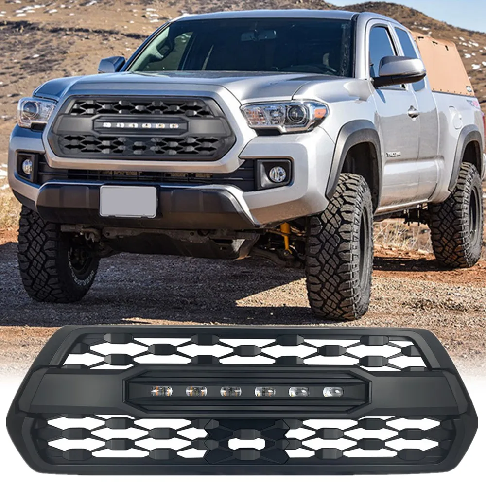 Auto Front Grill Guard For Toyota Tacoma 2016-2021 Accessories Offroad Grille With Led Light Car Exterior Parts