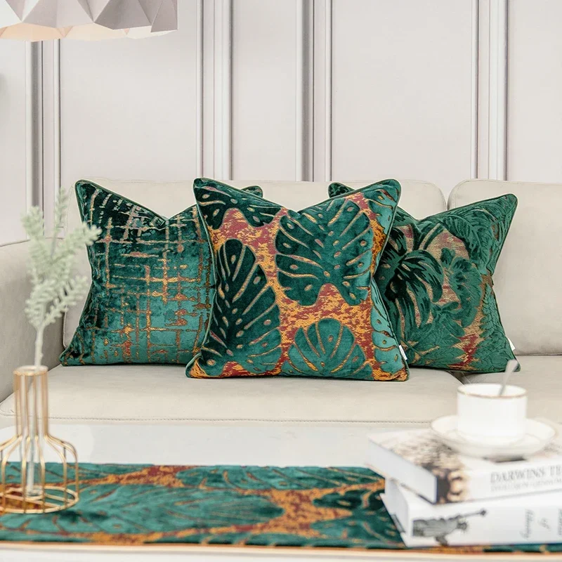 Luxury Green Velvet Cushion Cover Home Decor Throw Pillow Case for Sofa Bedroom Hotel 30x50 45x45 50x50cm Pillowcase