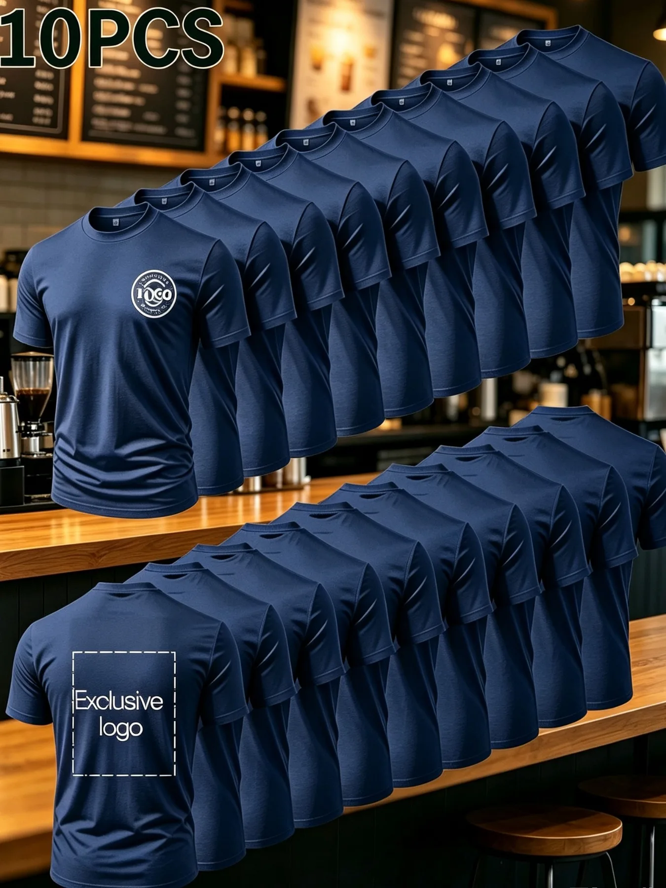 [Custom Made] Custom T-Shirt Men'S 10pcs Set Chest And Back Can Be Printed, Personalized Printed Text Photo Logo DIY T-shirt