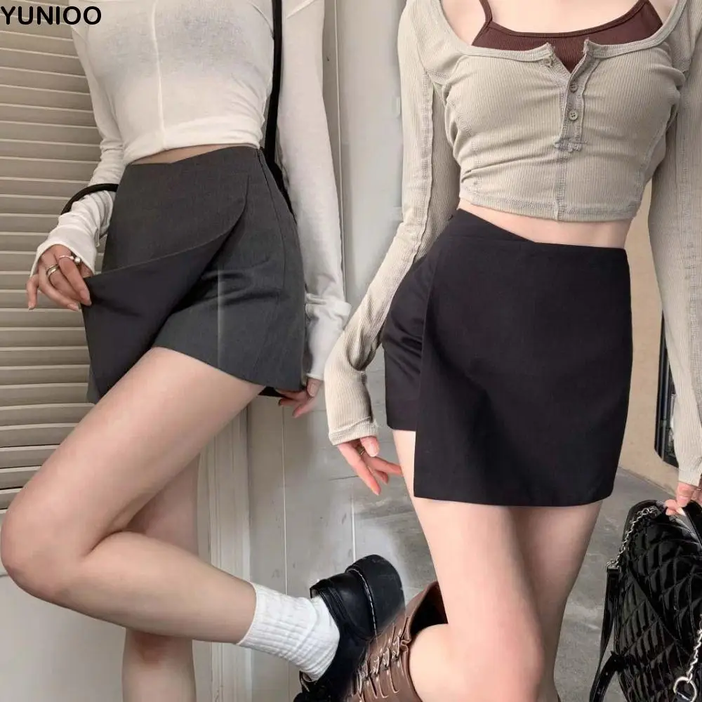 

Asymmetrical A-line Short Skirt High Waist Slim Fit Mini Short Skirt Y2K Spicy Girl Style Women's Shorts Pants Spring Summer