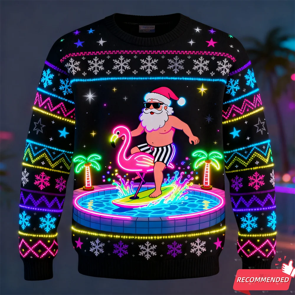 

Funny Neon Animal Graphic Ugly Christmas Sweater For Women Clothes Fake Neon Santa Pullover Unisex Sweatshirt Polyester Y2k Tops