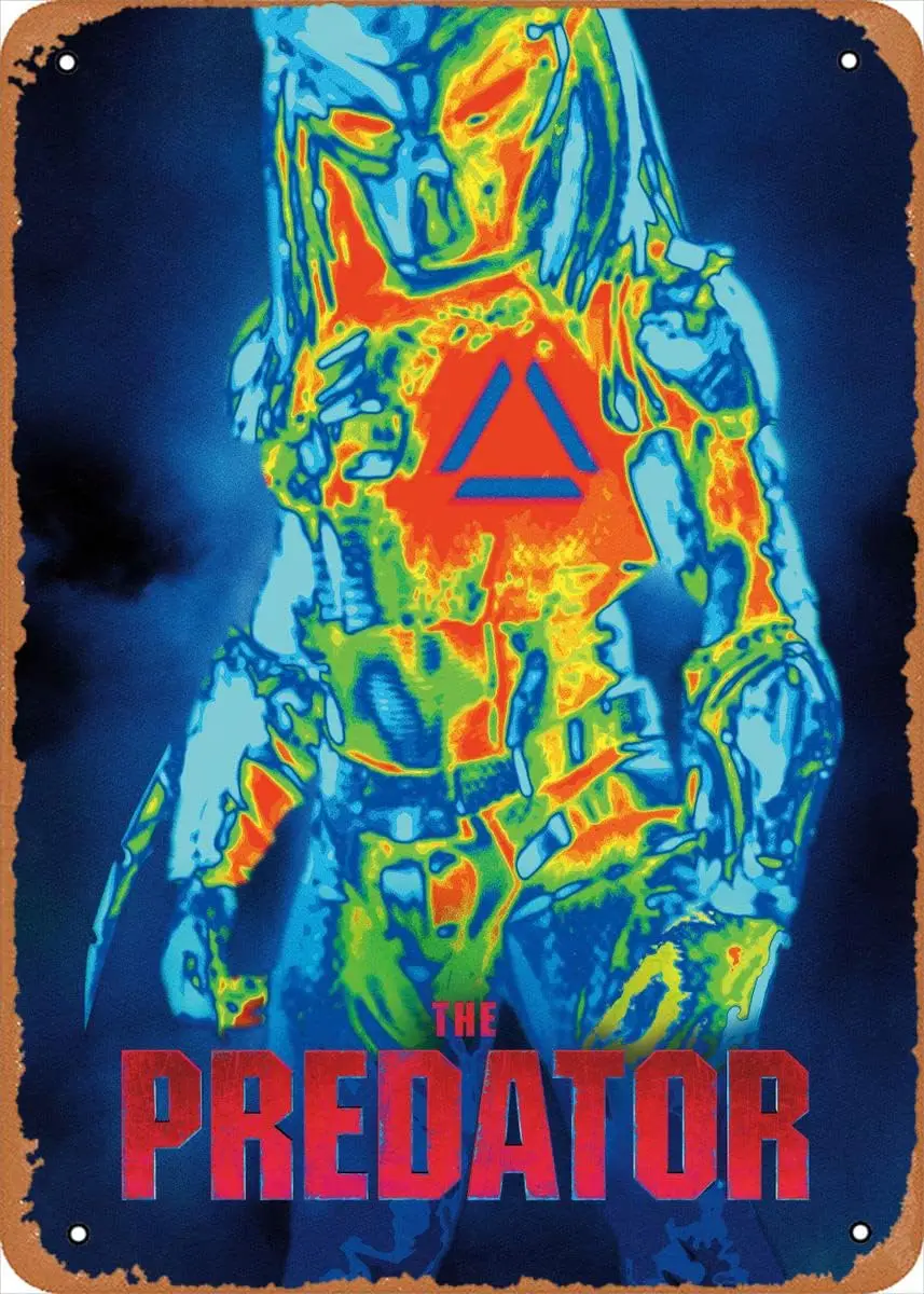 Muecddoa Movie Poster Retro Metal Sign Predator Thermovision Posters Wall Art Decor Metal Sign - 8 x 12inch