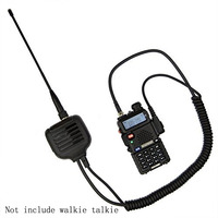 BaoFeng 2-Pin Radio Handheld Speaker Dual PTT Mic Microphone with Dual Band SMA-Female Antenna for TYT KENWOOD Series Scanner