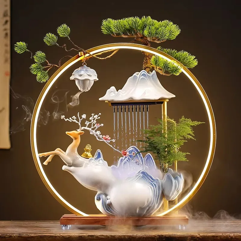 Lucky Water Humidifier Deer Wealth Ornaments Circulating Water Porch Living Room Office Desktop Decoration