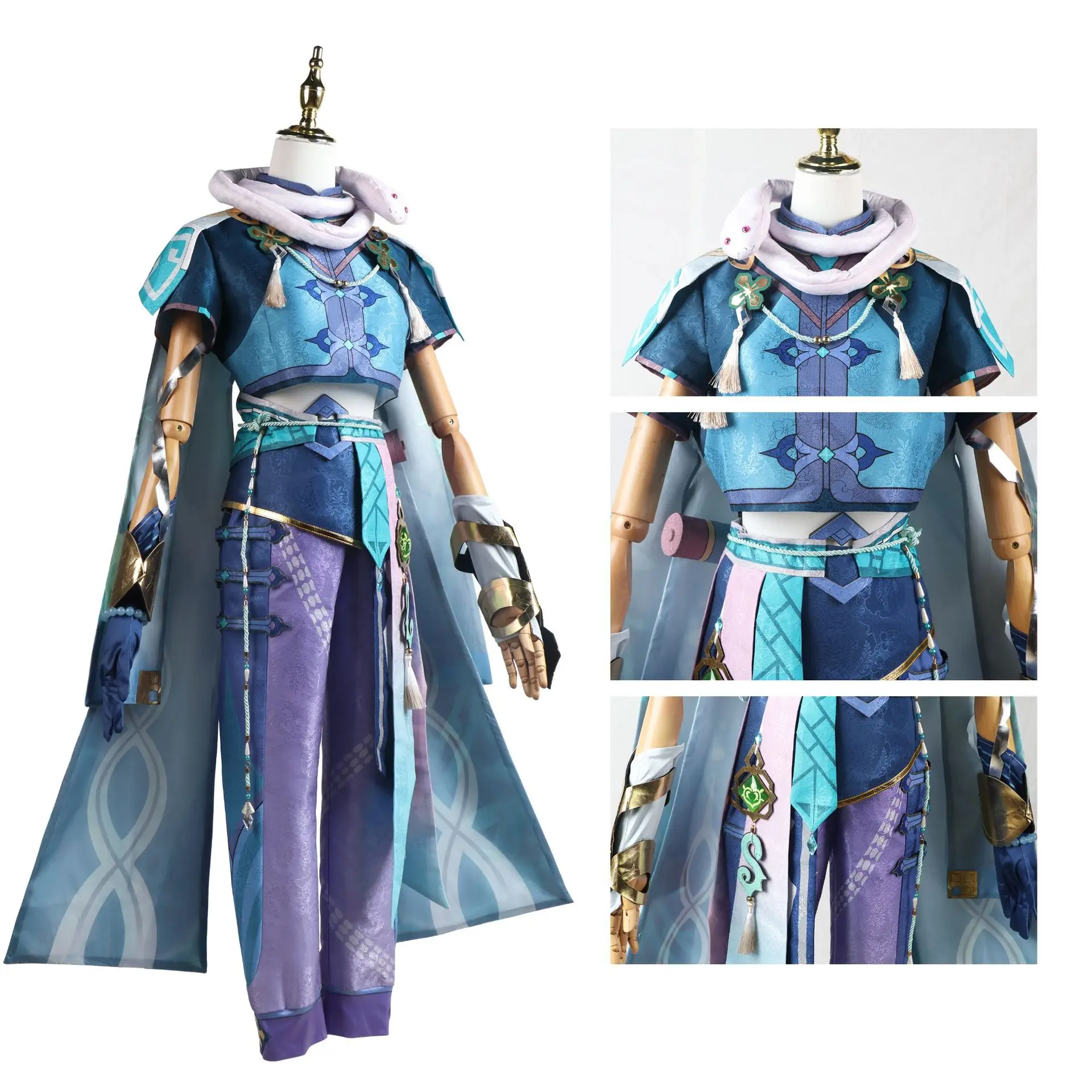 Game Genshin Impact Baizhu Cosplay Costume Anime Men Halloween Carnival Role Play Outfit Wig Top Pants Accessories Full Suit