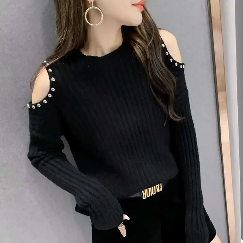 Fashion 2024 Winter Off Shoulder Ladies Pullovers Warm Thermal Youthful Hot Sale Clothes Fall Casual Jumper Women's Knit Sweater