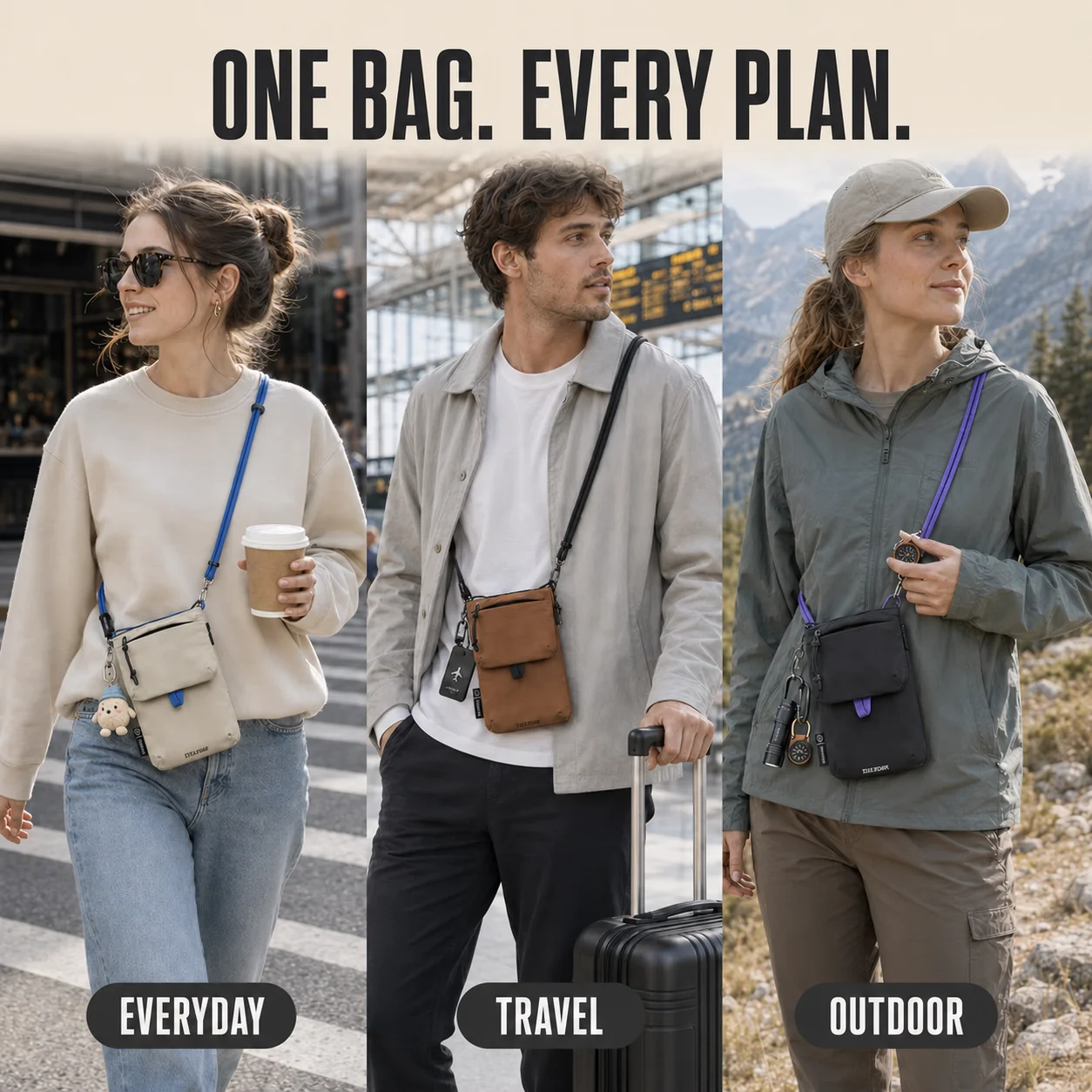 OCEGEAR Crossbody Phone Bag Lightweight Slim Small Shoulder Sling Purse RFID Blocking for Passport Credit Cards Travel Women Men