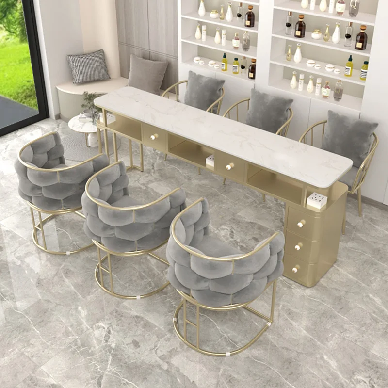 Desk Modern Nail Tables Nordic Cute Luxury Vanity Aesthetic Shelves Nail Tables Stool Dressers Mesa De Manicure Home Furniture