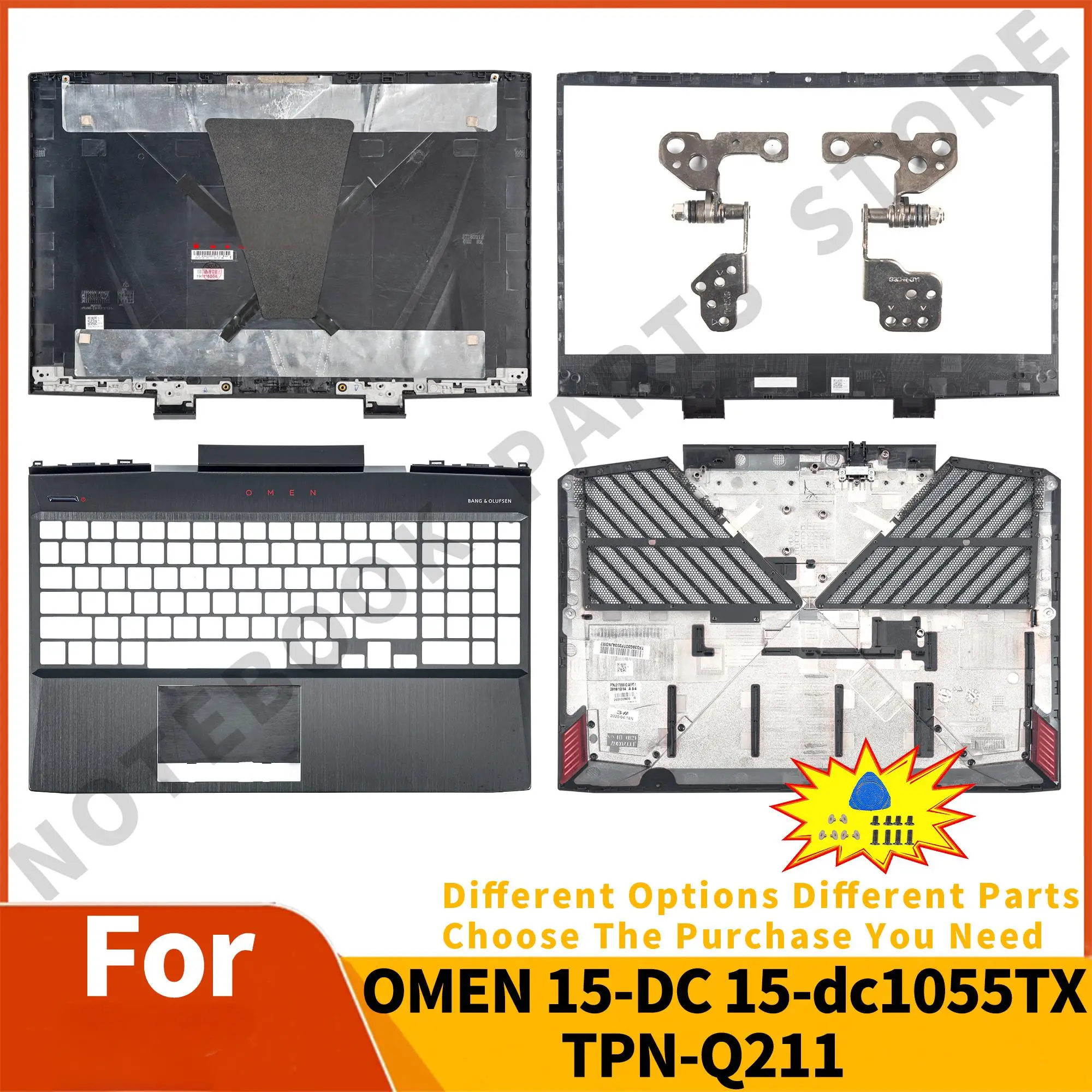 

New Covers For Omen 15-DC 15-dc1055TX TPN-Q211 Laptop LCD Back Cover Bezel Palmrest Bottom Hinges Air-Outlet Repair Black