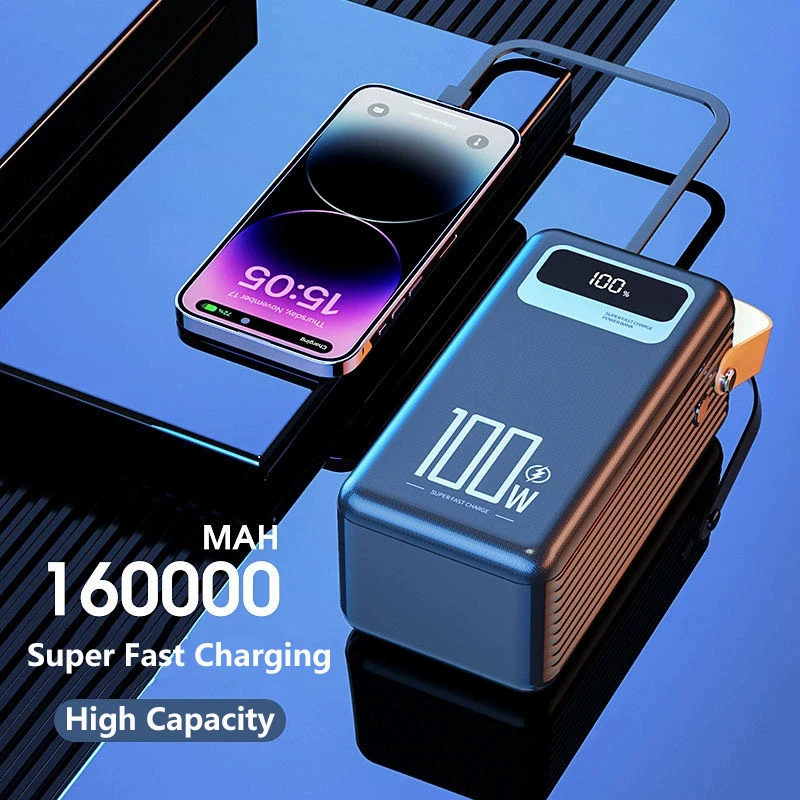 

160000mAh Power Bank 100W Super Fast Charging Double USB Powerbank for iPhone Samsung Xiaomi Portable Charger External Battery