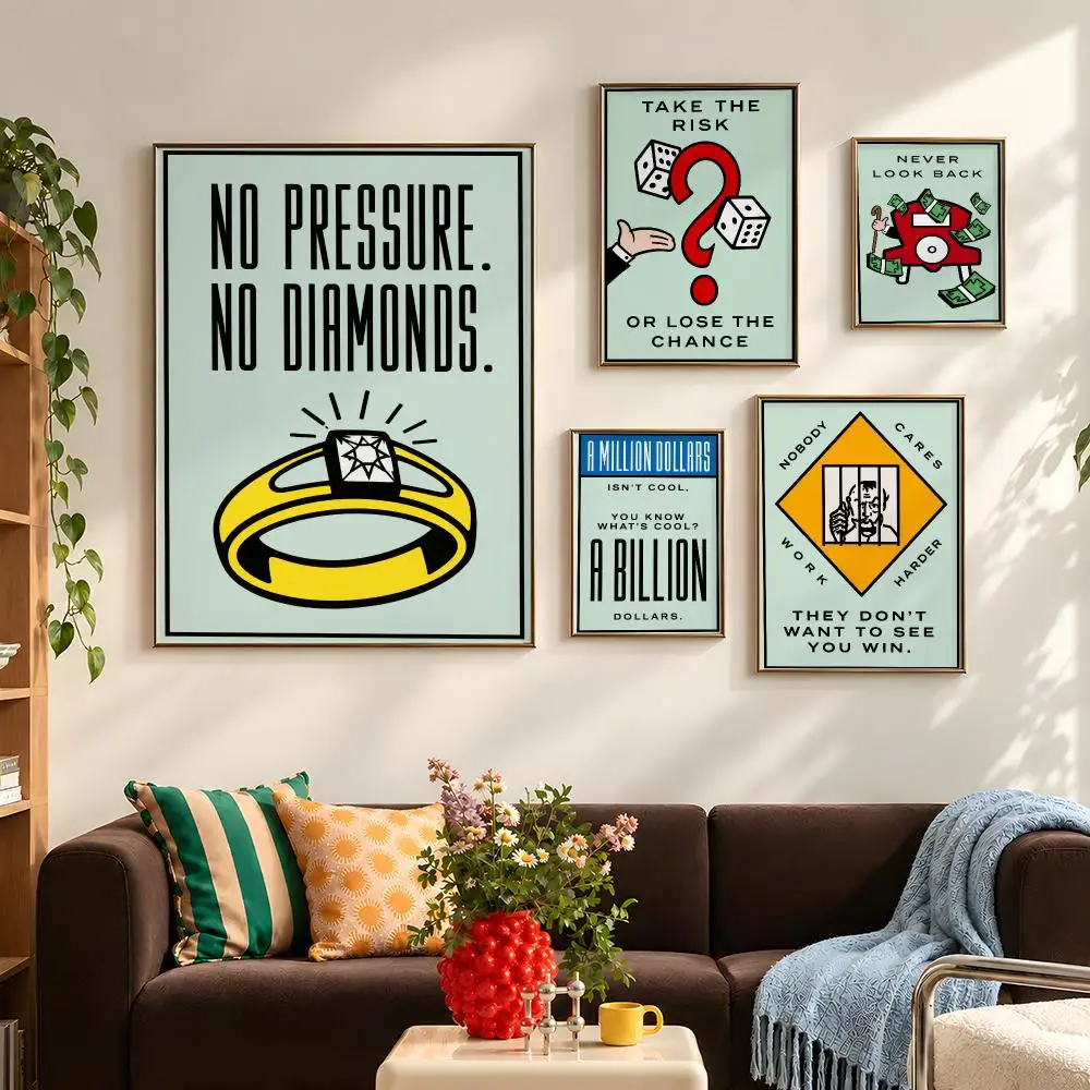 Game Monopoly Board Game Classic Poster Self Adhesive PP Wall Art HD Gaming Room Bedroom Living Room Decor Apartment Gift