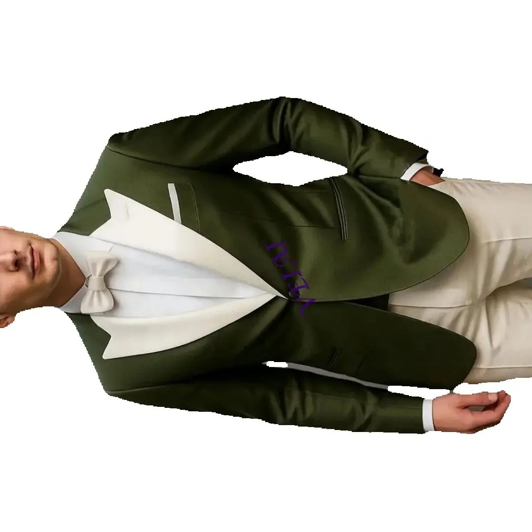 

CustomizedChampagne Collar Rusty Red Formal Men Suit Groom Groomsman Wedding Party Prom Business Male Tuxedos 3 Piece Set Blazer