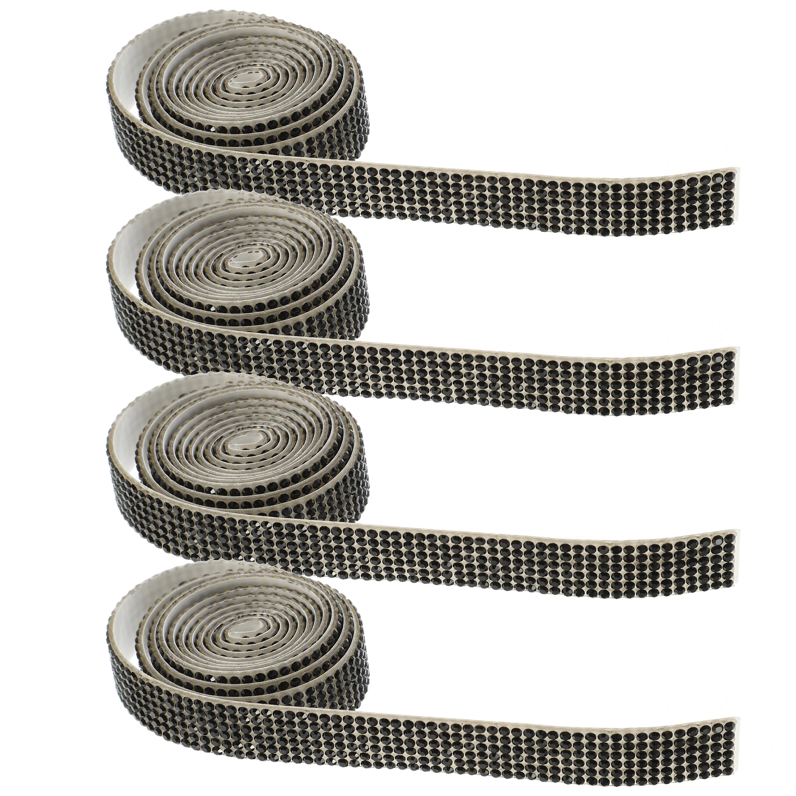 

4 Rolls Sparkling Rhinestone Applique Patches Adhesive Iron-On Diy Decorative Belt Dress Bridal Sash Sewing Accessories