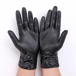 Extra Thick Black Nitrile Diamond Pattern Gloves Non-slip Work Car Repair Disposable Industrial Auto Repair Oil-proof Gloves