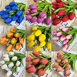 Bouquet de tulipes artificielles, vraie touche, fausse fleur pour cérémonie de mariage, décor de jardin à la maison, 32cm, 10 pièces