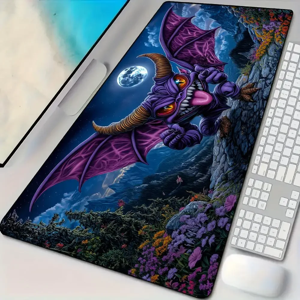 판타지 스타일 악마 테마 마우스 패드 데스크 매트 스티치 처리된 가장자리 미끄럼 방지 고무 베이스 PC 액세서리 게임 매트 매직 플레이매트