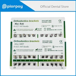 PIORPOY 20Pcs Dental Orthodontic Brackets Braces Metal Split Mesh Base Mini Roth MBT 0.022 Slot Odontologia Dentist Materials