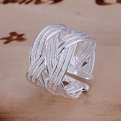 Wholesale jewelry 925 Sterling silver open ring engagement wedding Bridal fashion  adjust size