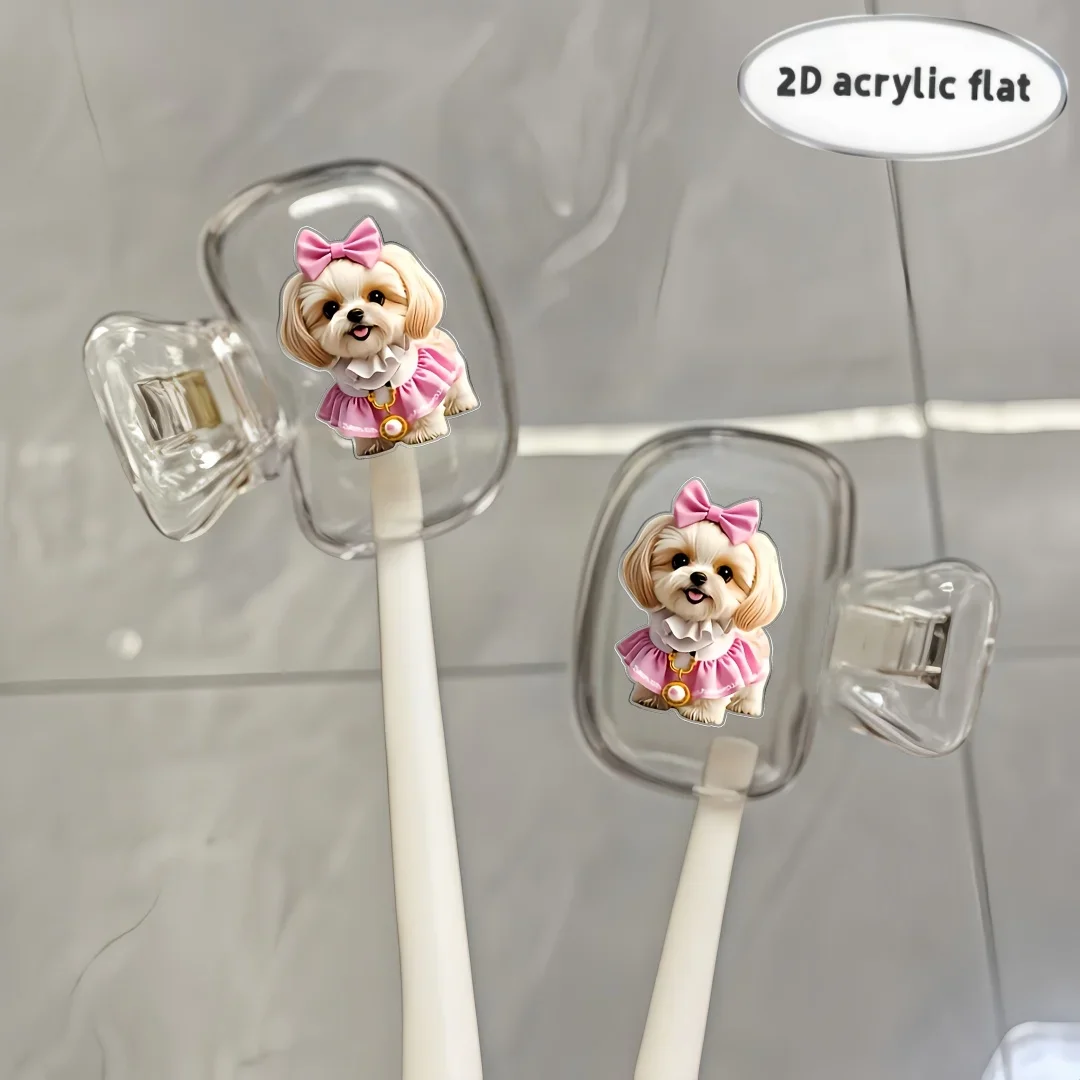2pcs Shih Tzu Toothbrush Storage Box Durable Protective Case Suitable for Bathroom Bedroom Travel Essentials Gift for Lady