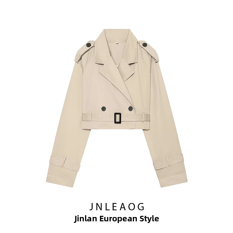 Fashionable Versatile Short Coat Jacket Women's Summer New Style Long Sleeve Belted Outerwear Polyester Standard Fit Outerwear
