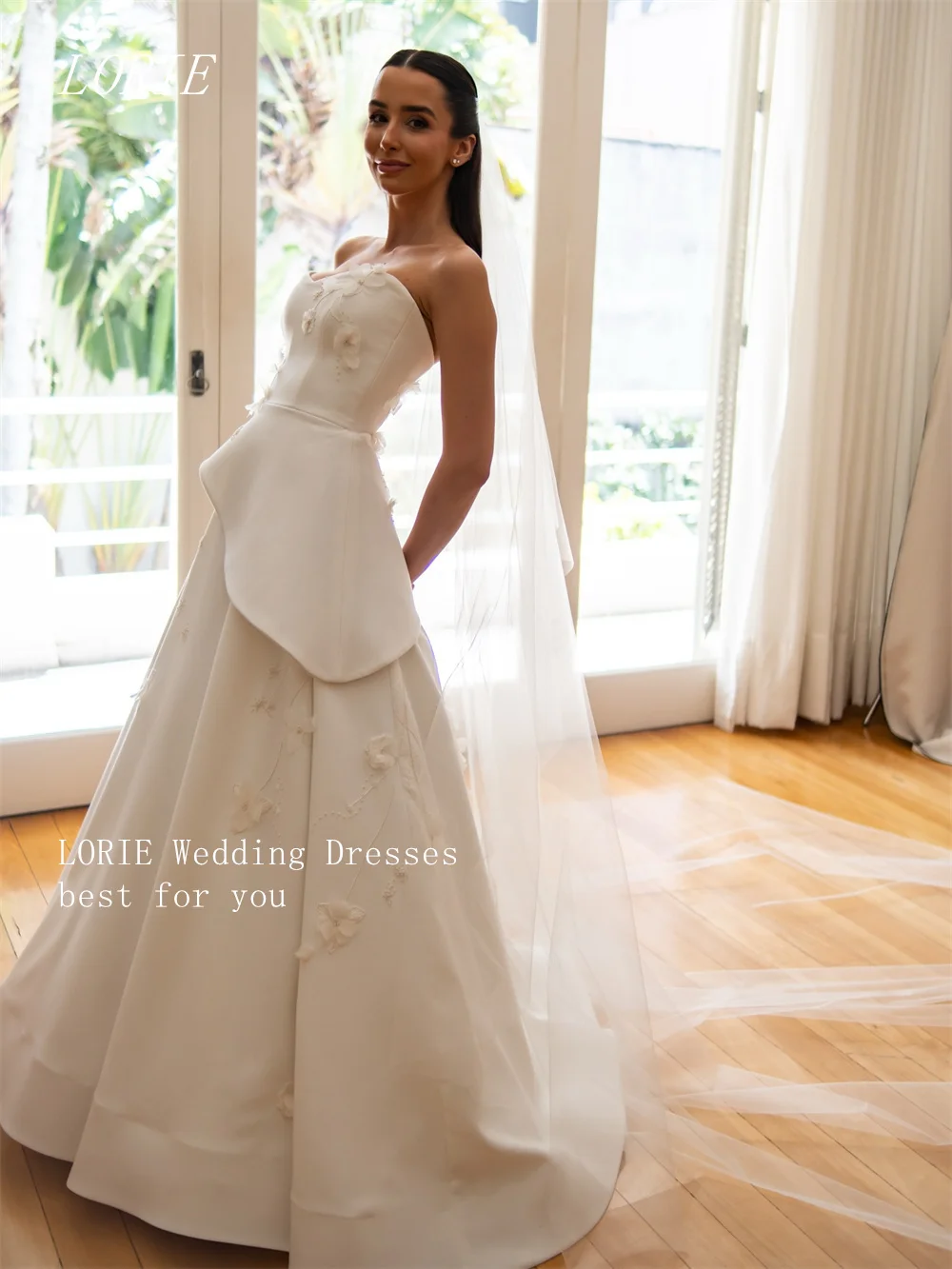 LORIE فستان زفاف فاخر ثلاثي الأبعاد على شكل حرف A فساتين زفاف على شكل قلب مزين بثوب زفاف أنيق مخصص 2026 #3