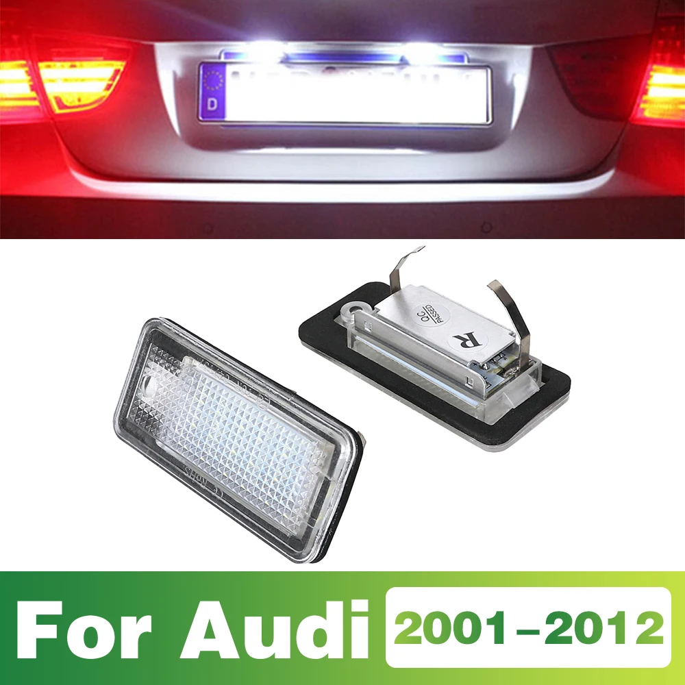 

2 Pcs LED Car License Plate Lights 12V Lamp For Audi A3 S3 Cabriolet A4 S4 B6 B7 A6 C6 S6 A8 S8 Q7 2001-2012 Auto Accessories