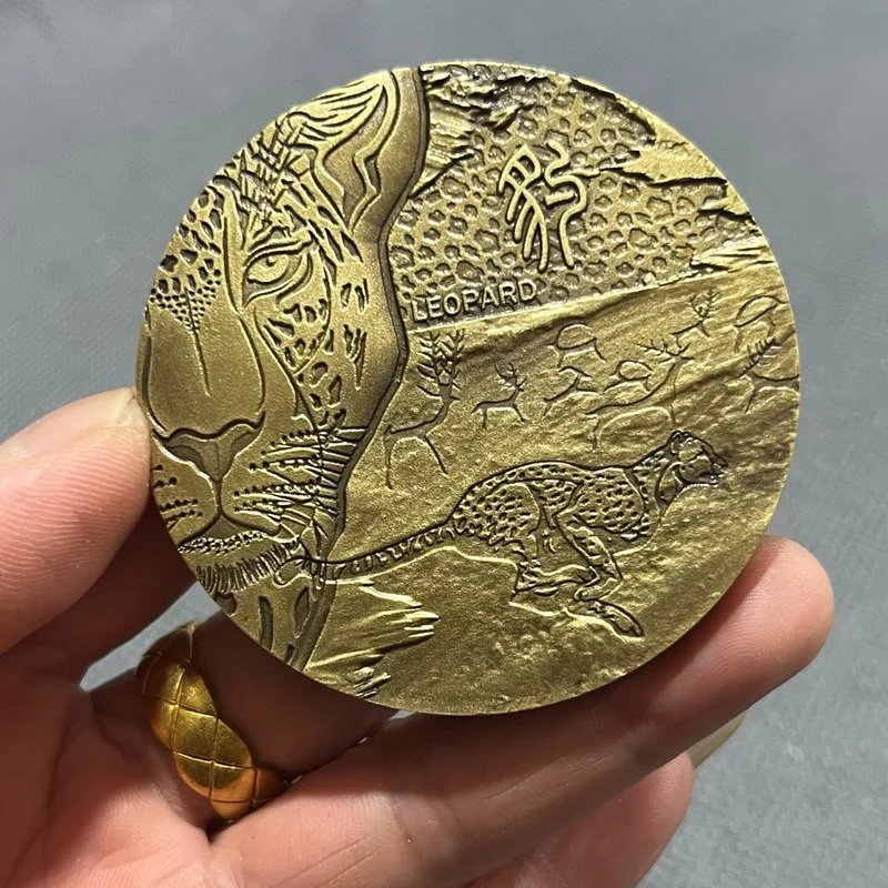 Copper Leopard Totem Commemorative Medallion Craft Ornament