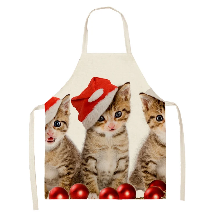 Household kitchen cooking sleeveless apron room outdoor antifouling cleaning tool Christmas pet cat dog pattern