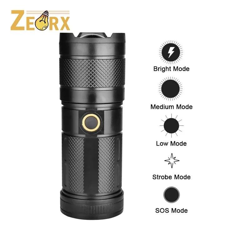 

5 Modes Zoomable Flashlight, IPX3 Super Bright LED Rechargeable Flashlights for Camping Hiking Outdoor and Gift